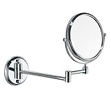 FUDGIO Make-up-Kosmetikspiegel, 3-fache Vergrößerung, Kosmetikspiegel, zweiseitiger Wandmontage-Kosmetikspiegel, 360 ° drehbarer, ausziehbarer Badezimmerspiegel, Silber (Color : Noir, Size : 6inch)