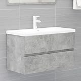 Schminktisch, WC-Schrank, für Waschbecken, Spanplatte, Grau, 80 x 38,5 x 45 cm, mit Schublade + geräumigem Raum, elegantes Design, vielseitig verwendbar