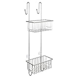 Edaygo Duschablage Duschregal zum Hängen Ohne Bohren, Edelstahl Rostfrei, für Duschkabinenstärke bis 3 cm, mit 2 Körben (70 cm)