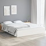 ZEYUAN Massivholzbett, Bettrahmen, Betten, Bettgestell, Bed Frame, Jugendbett, Betten Für Teenager, Schlafzimmer Bett, Weiß 135x190 cm 4FT6 Double