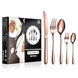 vancasso Besteck Set 6 Personen，30 Stück Besteckset Rose Gold 18/10 Edelstahl Besteckset mit Messer/Gabel/Löffel/Dessertlöffe/Dessertgabel, mit Geschenkbox für Familienfeiern, Hotels, Restaurants