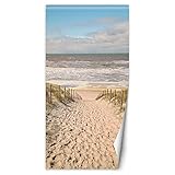 Feeby Türtapete selbstklebend Strand Pfad Meer 100x210 cm Türposter Türsticker Fototapete Wohnzimmer Schlafzimmer Kinderzimmer Büro Wolken Wellen Sand Beige