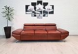 Quattro Meble Echtleder 3 Sitzer Sofa Varsovia Breite 235cm mit einstellbaren Kopfstützen Ledersofa Echt Leder Couch viele Farben