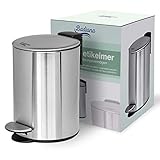 BADIONA Kosmetikeimer 5l Edelstahl mit Absenkautomatik | Badezimmer Mülleimer klein | Mini Mülleimer Bad | WC Mülleimer | Abfallbehälter fürs bad | Kleiner Mülleimer | 5 Liter Toiletteneimer Badeimer