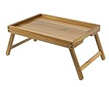 VaeFae Akazie Bett Tisch Tablett, Holz Frühstückstablett mit Klappbeinen, Betttablett für Essen und Laptop, Esstabletts für Schlafzimmer