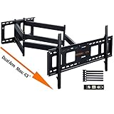 WHYFONE TV Wandhalterung mit 109cm Doppeltem Gelenkarm, Fernseher Halterung Neigbar Wandhalterung Voll Bewegung Schwenkbar TV Halterung für 42-95 Zoll Flach&Curved Fernseher, Hält 75kg, VESA 800x400mm