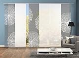 Vision S 96557-0307 | 6er-Set Schiebegardine Creston | halb-transparenter Stoff in Bambus-Optik | 6X 260x60 cm | Farbe: Grau