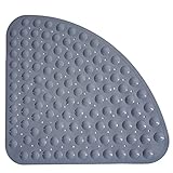 Duschmatten Dusche rutschfest, Antirutschmatte, Antibakteriell, Anti-Schimmel,Viertelkreis, Eckbereich, Badewannenmatten Badematte mit Saugnäpfen für Badewanne Dusche (54 cm x 54 cm, Grau)