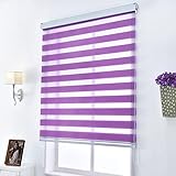 Doppelrollo, Seitenzugrollo, Lichtfilternde Tag- Und Nachtvorhänge, Lichtdurchlässig & Verdunkelnd, Duo Rollos, Mit Aluminiumkassette, Für Innentüren/Fenster, Lila,WxH-60x120cm/23.6x47.2in