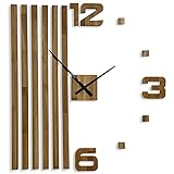 3D Wanduhren DIY Holz Eiche Lamellen große Wanduhr 100 cm 3D Wanduhr Modern Design EKO Wanduhren Wandtattoo Dekoration Uhren für Büro Wohnzimmer Schlafzimmer Dekoartikel (XXL 100cm shwarze Zeiger)