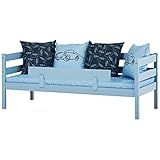Hoppekids ECO Comfort Kinderbett 70x160 mit Lattenrost und Rausfallschutz | Traumblau | Nordisches Umweltzeichen Zertifiziert | FSC®-zertifiziertes massives Kiefernholz aus der EU