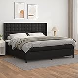 UYSELA Home Sets mit Boxspringbett mit Matratze schwarz 200x200 cm Kunstleder