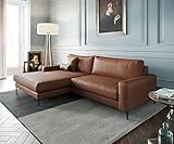 DELIFE Eckcouch Jonte Echtleder Braun 270x190 cm Recamiere Links Ecksofa