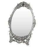 Jeanoko Retro-Make-up-Spiegel, klares Bild, praktisch, praktischer Schreibtisch-Make-up-Spiegel, funktional, oval, mit Ständer für Kommoden als Geschenk (bronzefarbener Spiegel)