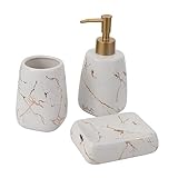 Alipis 3-Teiliges Toilettenartikel-Set Badezimmer-Waschtisch-Organizer Leere Lotionsflasche Keramikstück Seifenschale Tablett Grüne Anzüge Make-Up-Pinsel-Set Bad-Waschtisch