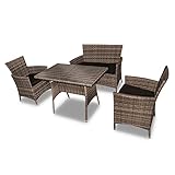 acamp Garten-Lounge-Set Nina (4-teilig) | Wetterfest & optimaler Rostschutz | Gartenmöbel Set für 4 Personen | Balkonmöbel-Set inkl. Sitz-Polster | Sitzgruppe aus FlexMesh-Geflecht & Stahlrohr