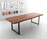 DELIFE Esszimmertisch Edge Akazie Braun 260x100 XL Metall schwarz Live-Edge Gestell: Gestell Schwarz schmal
