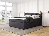 Betten Jumbo King Boxspringbett 180x200 cm mit 7-Zonen TFK Härtegrad H3 und 10 cm V2-Topper | Farbe Anthrazit | div. Größen verfügbar