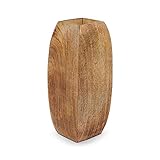 Manas Große Holzvase (mittelgebrannt, 12 x 3,5 x 3,5) - Mangoholz große dekorative Vase für Wohnzimmer, Schlafzimmer, Couchtisch & mehr - handgefertigte Blumenvase - elegante & schöne Heimdekorationen