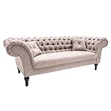 invicta INTERIOR riess-Ambiente.de Elegantes Chesterfield 3er Sofa Paris 225cm Greige 3-Sitzer mit 2 Kissen Couch Dreisitzer