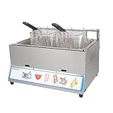 Gas Fritteuse, Fritteuse für Den Außenbereich, Küchenfrittiermaschine Aus Edelstahl mit Abnehmbaren Körben und Deckel, für Pommes Frites, Truthahn, Donuts, Heimküche, Restaurant