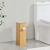 [en.casa] Toilettenpapierhalter Storuman Aufbewahrung für Toilettenpaper stehend Standgarnitur 42 x 13,5 x 13,5 cm Klopapierhalter Toilettenpapierständer für Bad aus Bambus