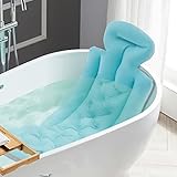 Ganzkörper Badematte Luxus Badematte mit Saugnäpfen Rutschfestes Badekissen Badewannenmatte mit Kissen für Home Spa und Whirlpool, Kinder Eltern Freunde (78 x 35 x 40 cm) (blau)