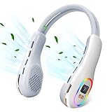 Homonic Nackenventilator mit RGB Umgebungslicht, 4000mAh Tragbarer Halsventilator Blattlose USB Ventilator Leise Portable Neck Fan für Reisen, Camping Joggen Fitness U-Bahn Party Büro Makeup