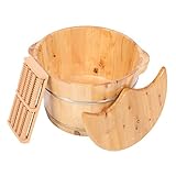 FOMIYES 1 Set Holz-Fußeimerwannen Mit Deckel Pedikürewanne Fußmassagegerät Fußwaschwanne Holzwanne Fußbad Fußbecken Mit Deckel Fußbadeeimer Fußwaschbecken Fußwanne Für Erwachsene