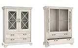 Furniture24 Vitrine Kashmir KSMV64, Standvitrine, Vitrinenschrank mit 2 Türen und 2 Schubkasten (Pinie Weiß, Ohne Beleuchtung)