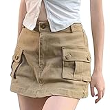Rock für Damen UK Damen Röcke Casual Plus Size Hohe Slim Sexy Loch Taille Frauen Rock Hosen Shorts mit Taschen Rock Sommer Rock 6 Fuß Bettrock, A3-Khaki, 34