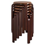 Runde Niedrige Hockers Stapelbarer Stuhls, Home Restaurant Stools mit Schwarzem Walnussholz Sitz und Stabilen Beinen, Höhe 45 cm(Color:6 Pcs)