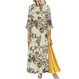 tsaChick Bandeau Kleid Damen Langarm/Kurzarm V-Ausschnitt Kleider Casual Boho Kleid Maxikleid mit Taschen Partykleid