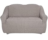 SODERBERGH Sofahusse Doppelsitzer Stretch Bezug für 2- Sitzer Dekoration Couch Polstersofa, Farbe Hussen:Pearly Mouse Gray 205, Größe:ohne Rüschen