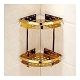 Duschablage Wandmontiertes Eckregal mit Haken, Poliertes Gold, Edelstahl, Badezimmer-Duschzubehör, Küchen-Organizer-Rack Badezimmer-Regal-Aufbewahrung (Color : 2 Tiers)