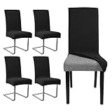 EINFEBEN 4 stück Stretch Stuhlhusse｜Universal Wasserdicht Stuhlbezug pflegeleicht｜Moderne Langlebig Stuhl Schutzhülle Abnehmbare für Hochzeit Feier, Bankett Und Wohnkultur etc.(Schwarz)