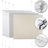 Plissee Klemmfix Creme 120x140 cm ohne Bohren Faltrollo Jalousie Rollo Plise Plisee Plisse