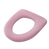 wojonifuiliy01 Badezimmer-Toilettensitzbezug-Pads, weicher, wärmerer Toilettensitzkissenbezug, dehnbar, waschbar, bequemer Toilettenbezug Badezimmer Garnitur Blau (Pink, One Size)