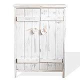 Rebecca Mobili Küchenschrank Kommode Badezimmerschrank 2 Türen Weiß Shabby Chic Herzen Eingang - Maße: 70 x 51 x 30 cm (HxLxB) - Art. RE4573