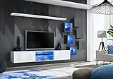 ASM TV-Wandschrank Switch XXI – L 240 x T 40 x H 120 cm – Weiß und Grau
