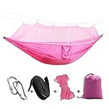 Hängesesselschaukel Doppelte 210t Nylon Hängematte, Luftkollingzelt, Netto-Hängematte im Freien, Schlafendruckschaukel Tragbare Hängematte für Camping im Freien (Color : Roze)