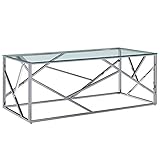 vidaXL Couchtisch Wohnzimmertisch Sofatisch Kaffeetisch Beistelltisch Glastisch Tisch Transparent 120x60x40cm Gehärtetes Glas Edelstahl