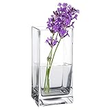 Eckige Blumenvase aus Klarglas, Glasvase für Schnittblumen, Deko-Vase zum Geburtstag oder zum Muttertag