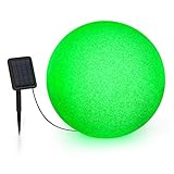 blumfeldt Shinestone - Solar 50 Kugelleuchte Solarleuchte Außenleuchte Gartenlampe, autark: inkl. Solarpanel mit 2 m Kabel, Größe: Ø 50 cm, LED-Beleuchtung mit 16 Farben, Material: PE, grau meliert