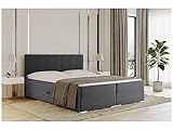 MEBLINI Boxspringbett mit Bettkasten - Gepolstert Doppelbett mit Matratze und Topper - Polsterbett mit Stauraum - Bett mit Kopfteil - Stauraumbett - CHANDON - 160x200 - H3B/Dunkelgrau Samt