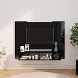 RAUGAJ TV-Wandschrank, Hochglanz, schwarz, 120 x 23,5 x 90 cm, Holzoptik, Artikelfarbe: Schwarz