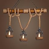 aleto Industrielampe Metall Vintage Hängeleuchte Retro Seil Pendelleuchte`Deckenlampen Bambuslicht