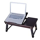 Massivholz Laptop Betttisch Faltbar, Verstellbarer Tisch, Desktop Sofa, PC Regalbett, Kippbares Laptop Standbuch