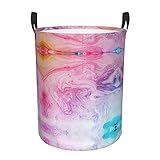 Runde einzelne bunte Marmor Pastell Rosa Blau Lila Schmutzwäsche Hamper,Aufbewahrungsbehälter Organizer Wäschekorb Tragbare Wäsche