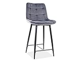 SIGNAL MEBLE Sessel, Halbhoch, Velours, gesteppt, Grau, Höhe 92 cm